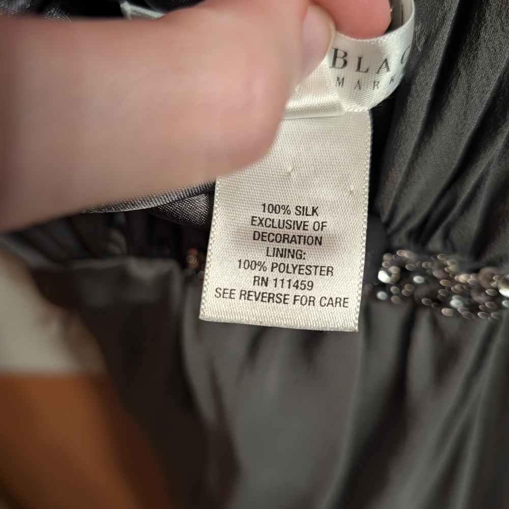 White House Black Market Charcoal Grey Backless Dress - 100% Silk - Picture 7 of 7